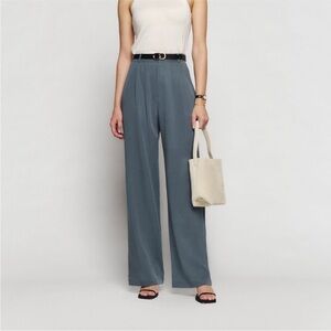 Reformation Mason High Rise Relaxed Wide Leg Pants Slate Gray 10